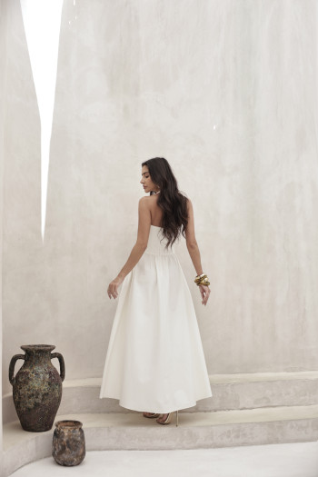 VESTIDO LONGO FRENTE ÚNICA MARCELE - OFF WHITE