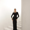 VESTIDO PARIS MANGA LONGA SAIA DRAPEADA - PRETO