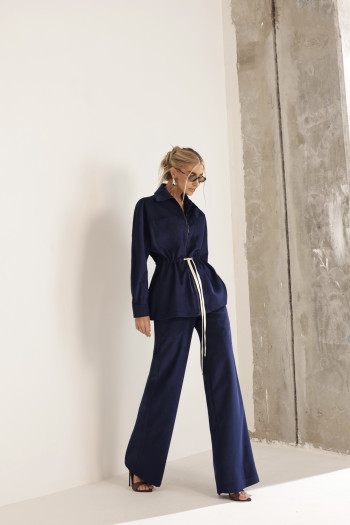 CONJUNTO TÓQUIO CASACO E CALÇA AVELUDADO - AZUL MARINHO