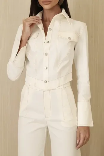 CONJUNTO CASAQUETO E CALÇA SARJA ALAFAITARIA - OFF WHITE [PRÉ-VENDA]