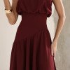 VESTIDO MIDI HELENA SAIA ASSIMÉTRICA - VINHO
