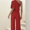 MACACÃO ANDRESSA SCUBA CREPE COM BLUSA FLUIDA - VERMELHO