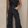 MACACÃO JEANS CARGO SAFIRA - JEANS ESCURO