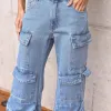 MACACÃO JEANS CARGO SAFIRA - JEANS CLARO
