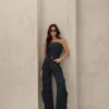 MACACÃO JEANS CARGO SAFIRA - JEANS ESCURO