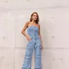 MACACÃO JEANS CARGO SAFIRA - JEANS CLARO