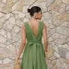VESTIDO DE FESTA SAN ANDRES TULE COM FAIXA - VERDE EUCALIPTO