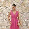 VESTIDO DE FESTA SAN ANDRES TULE COM FAIXA - PINK