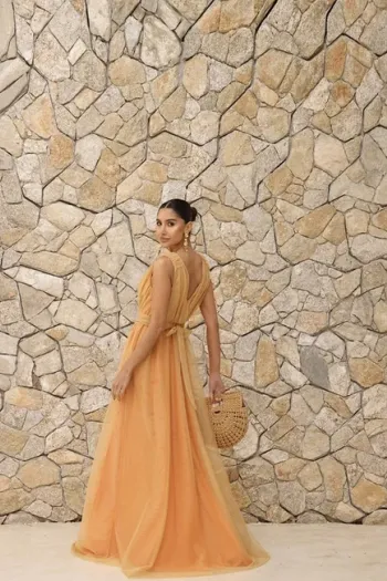 VESTIDO DE FESTA SAN ANDRES TULE COM FAIXA - MANGO