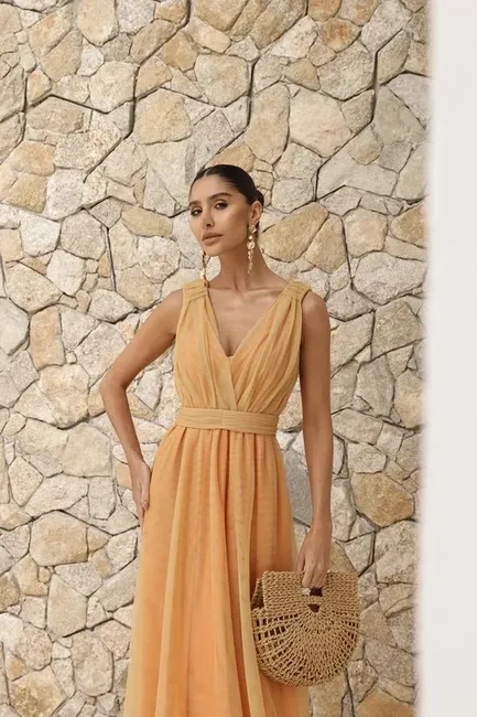 VESTIDO DE FESTA SAN ANDRES TULE COM FAIXA - MANGO