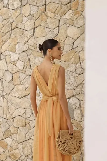 VESTIDO DE FESTA SAN ANDRES TULE COM FAIXA - MANGO