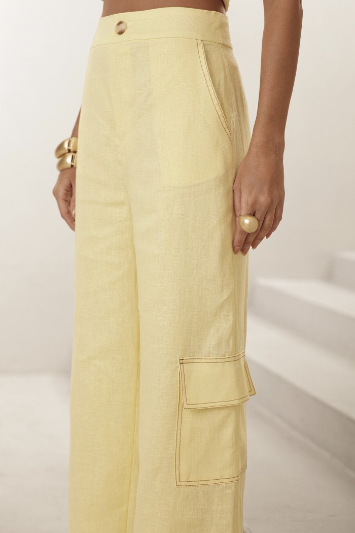 CONJUNTO REGATA E CALÇA MILANO LINHO - CAMOMILA