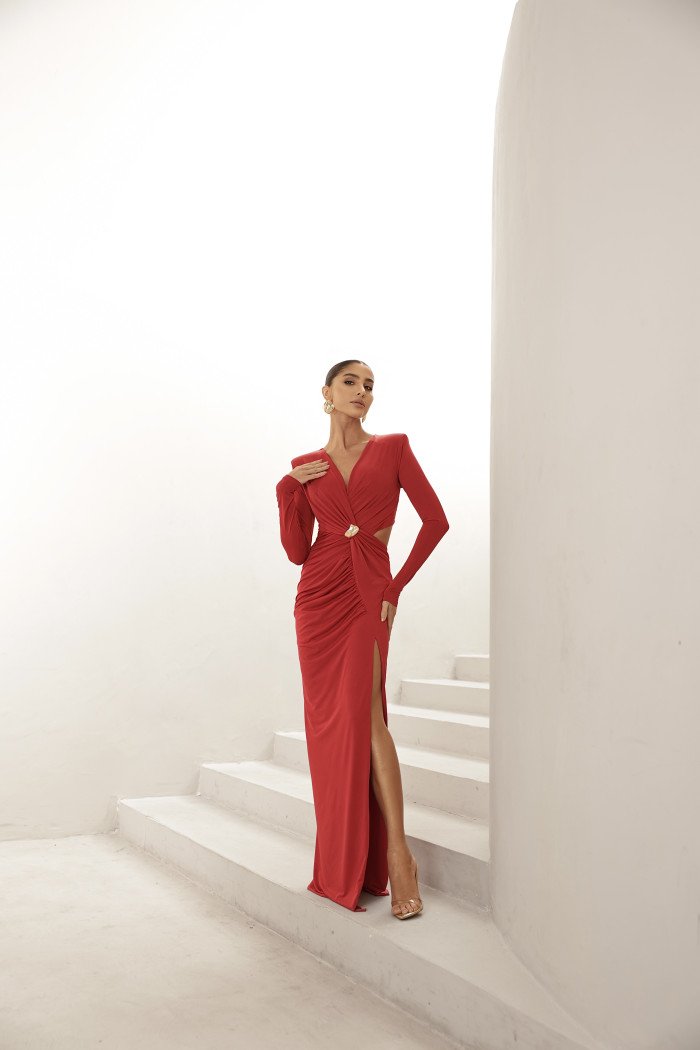 VESTIDO WANESSA MANGA LONGA - VERMELHO