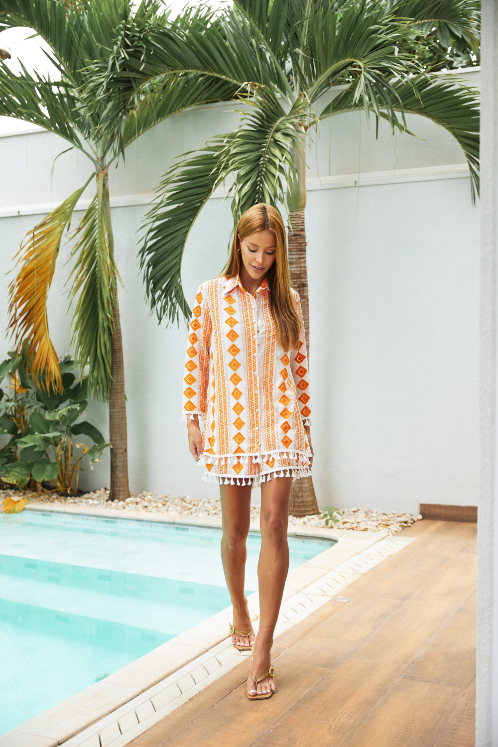 CONJUNTO CAMISA E SHORT LAISE BRUNA - LARANJA