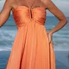 VESTIDO LONGO PLISSADO JUJU - LARANJA