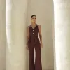 CONJUNTO ALFAIATARIA ALÇA DUPLA CAMILLE - CAFÉ