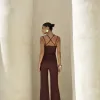 CONJUNTO ALFAIATARIA ALÇA DUPLA CAMILLE - CAFÉ