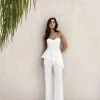 CONJUNTO BLUSA ASSIMÉTRICA BABADO - BRANCO