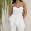 CONJUNTO BLUSA ASSIMÉTRICA BABADO - BRANCO