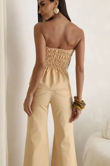 CONJUNTO TÁSSIA BLUSA E CALÇA SARJA - CAMOMILA