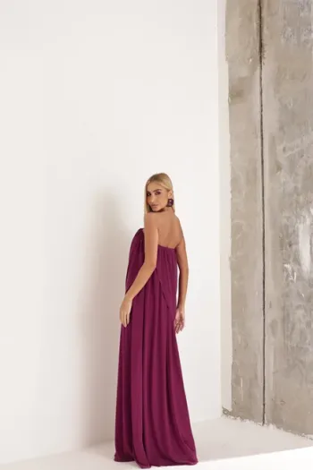 VESTIDO LONGO LOUISE DRAPEADO - FÚCSIA