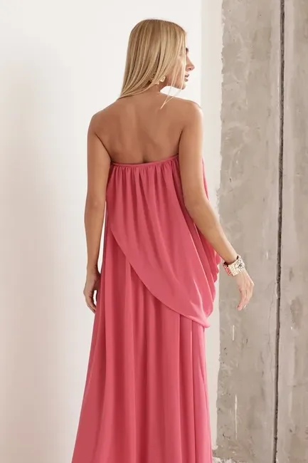 VESTIDO LONGO LOUISE DRAPEADO - GOIABA