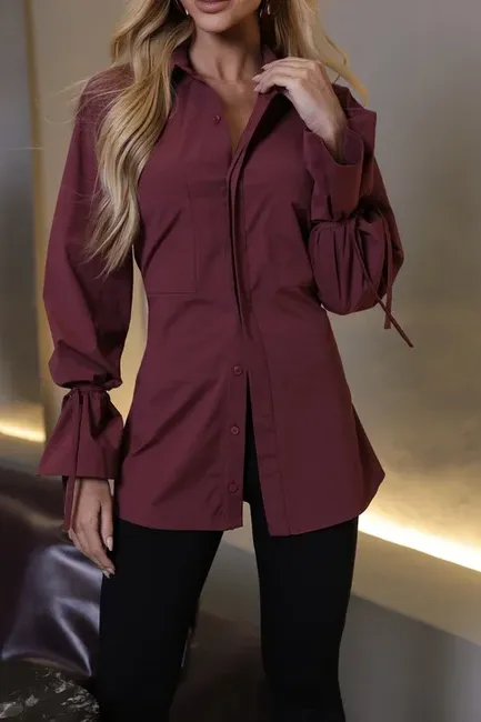 CAMISA COMPRIDA COM TIRAS - VINHO