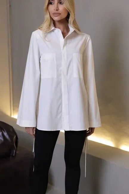 CAMISA COMPRIDA COM TIRAS - BRANCO