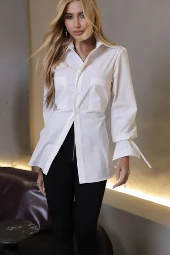 CAMISA COMPRIDA COM TIRAS - BRANCO