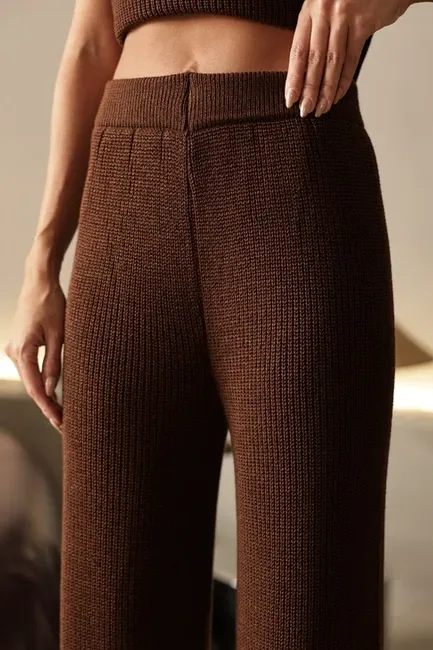 CONJUNTO MILÃO TRICÔ BLUSA ALONGADA - CAFÉ