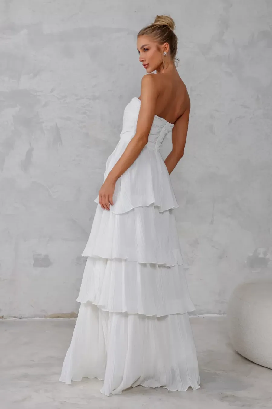 VESTIDO ESPANHA LONGO T.Q.C CAMADAS - OFF WHITE