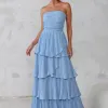 VESTIDO ESPANHA LONGO T.Q.C CAMADAS - AZUL SERENITY