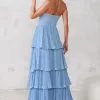 VESTIDO ESPANHA LONGO T.Q.C CAMADAS - AZUL SERENITY