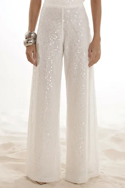 CONJUNTO PAETÊ BLUSA CRUZADA JERICOACOARA - OFF WHITE