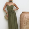 VESTIDO LONGO COM CHOKER SAIA PLISSADA SUZANA - VERDE MILITAR