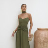 VESTIDO LONGO COM CHOKER SAIA PLISSADA SUZANA - VERDE MILITAR