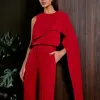 CONJUNTO ALFAIATARIA CALÇA E BLUSA ASSIMÉTRICA - VERMELHO
