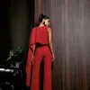 CONJUNTO ALFAIATARIA CALÇA E BLUSA ASSIMÉTRICA - VERMELHO