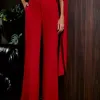 CONJUNTO ALFAIATARIA CALÇA E BLUSA ASSIMÉTRICA - VERMELHO