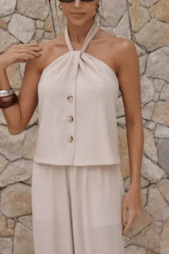 CONJUNTO CHLOÉ BLUSA FRENTE ÚNICA - AREIA