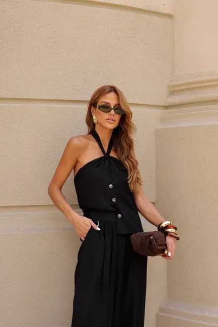 CONJUNTO CHLOÉ BLUSA FRENTE ÚNICA - PRETO