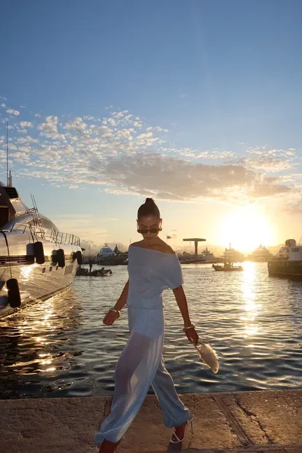 CONJUNTO BLUSA E CALÇA TULE GLAM - AZUL CLARO