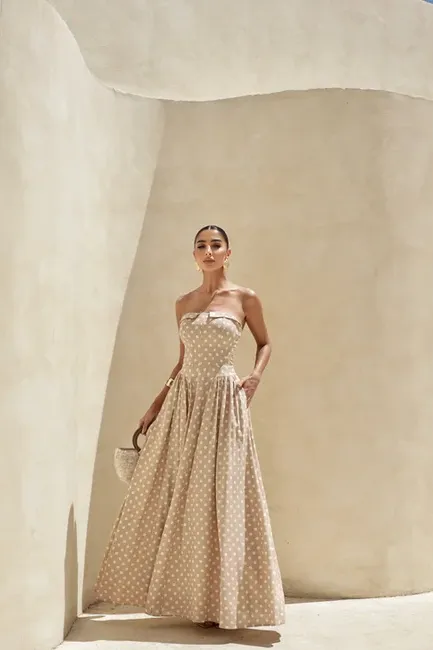 VESTIDO LONGO POÁ JUJU - BEGE