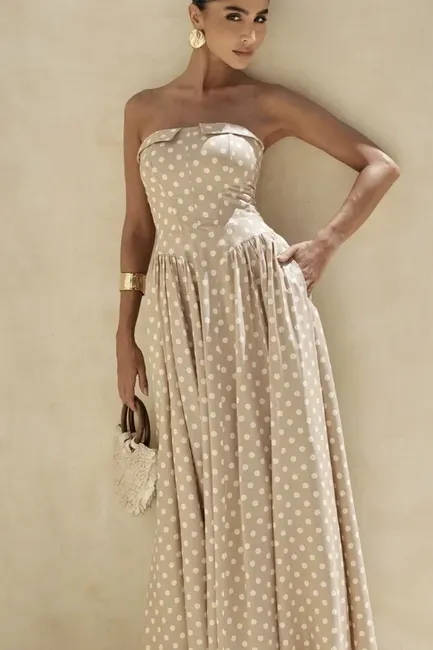 VESTIDO LONGO POÁ JUJU - BEGE