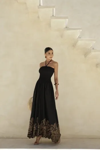 VESTIDO GRAMADO LAISE BARRADO - AZUL CLARO