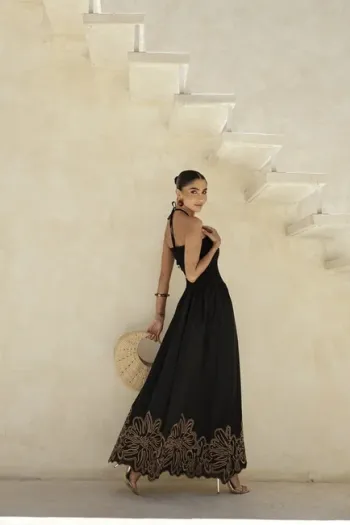 VESTIDO GRAMADO LAISE BARRADO - AZUL CLARO