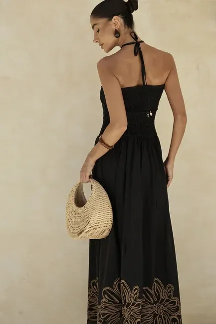 VESTIDO GRAMADO LAISE BARRADO - AZUL CLARO