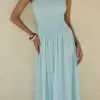 VESTIDO GRAMADO LAISE BARRADO - AZUL CLARO
