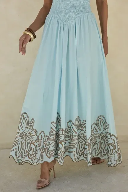 VESTIDO GRAMADO LAISE BARRADO - AZUL CLARO