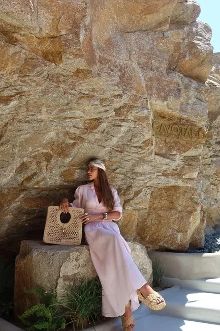 CONJUNTO SAIA LINHO PURO - ROSA CLARO